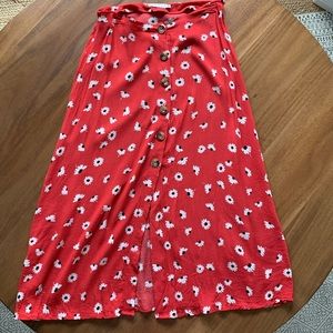 Button down midi skirt